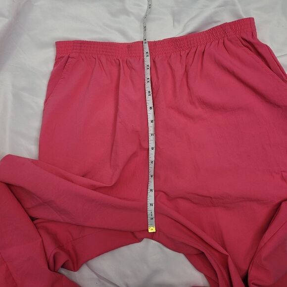 VINTAGE‎ 90s pink pull on barbiecore nylon windbreaker pants L/XL - Picture 11 of 12